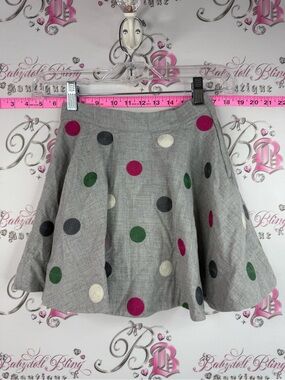 Janie and Jack skirt polka dot Gray Circle Skirt with Pink, Green & Black Dots